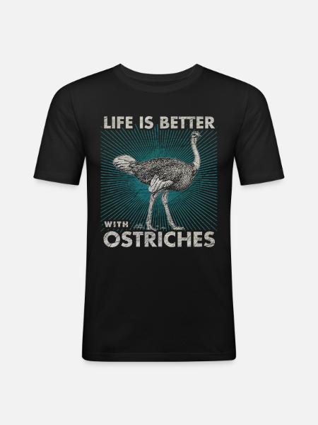 Strauß - Männer Slim Fit T-Shirt - Schwarz