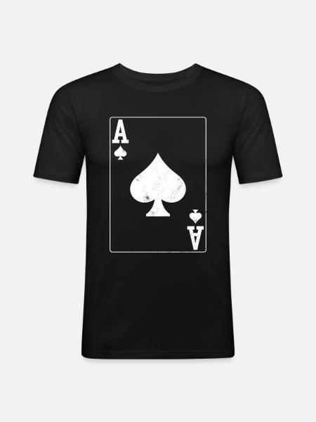 Poker Ace Card - Men's Slim Fit T-Shirt - black