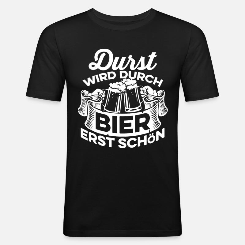 Bier - Durst - Männer Slim Fit T-Shirt - Schwarz