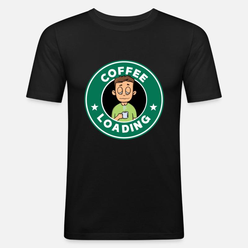 coffee loading - Männer Slim Fit T-Shirt - Schwarz