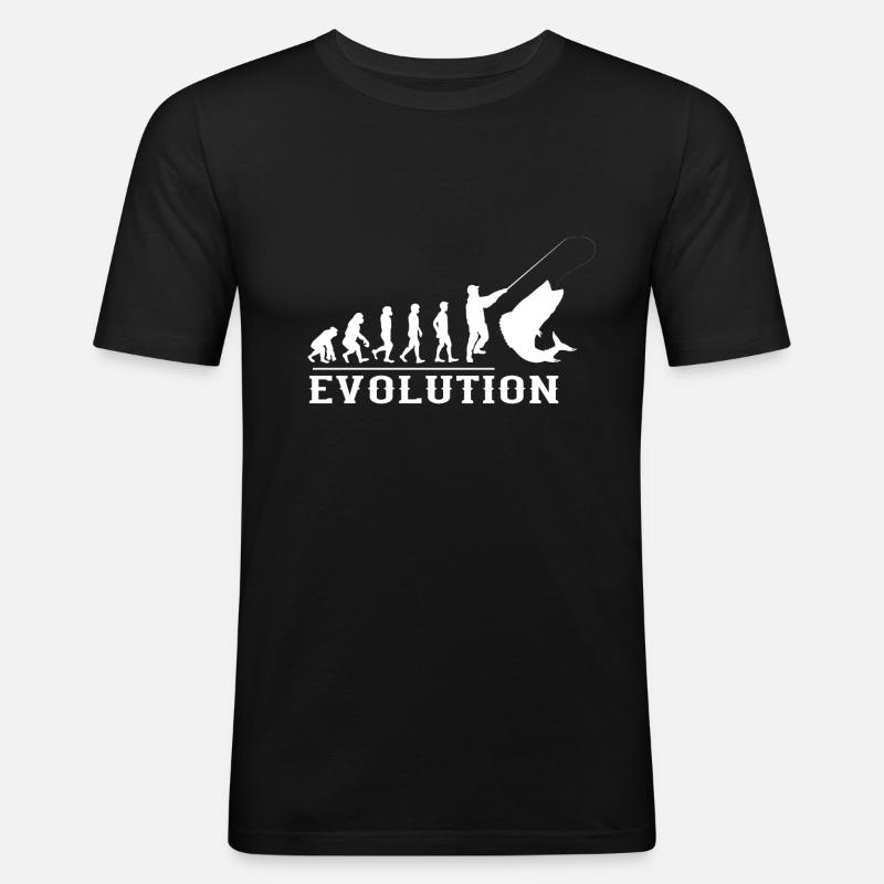 Evolutiondesign Angeln Fischen Geschenk - Männer Slim Fit T-Shirt - Schwarz