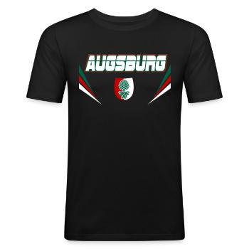 Augsburg - Männer Slim Fit T-Shirt - Schwarz - Vorne - Nik (191cm)