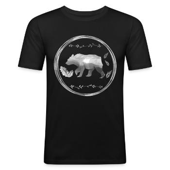Bär Tier Bären Geschenk Natur Zeichnung Braunbär - Männer Slim Fit T-Shirt - Schwarz - Vorne - Nik (191cm)