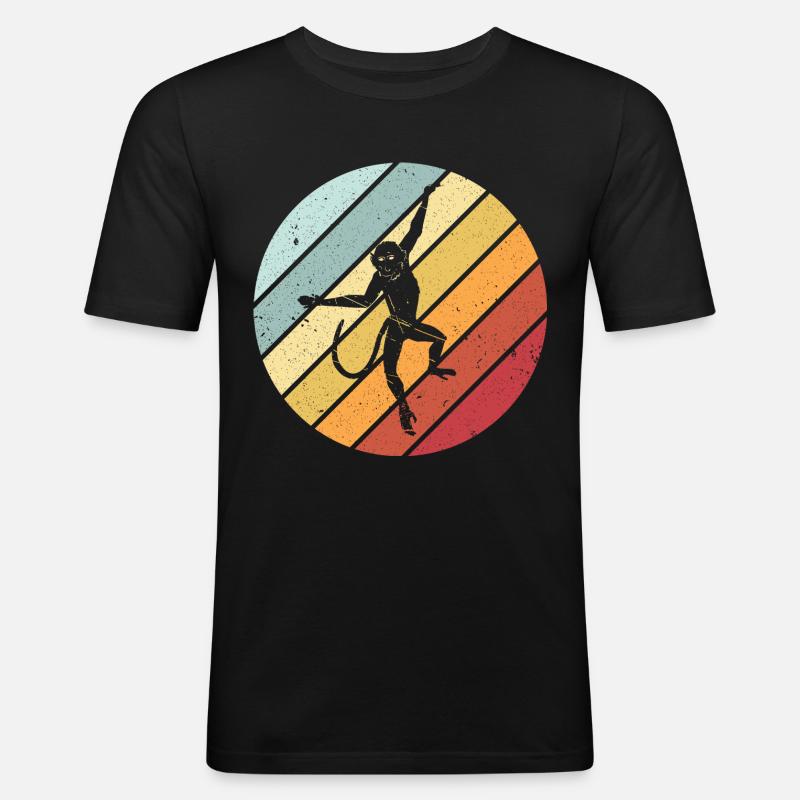 Affe retro - Männer Slim Fit T-Shirt - Schwarz