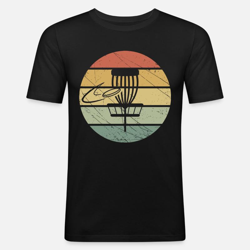 Disc Golf Retro - Männer Slim Fit T-Shirt - Schwarz