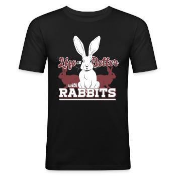 Rabbits - Men's Slim Fit T-Shirt - black - Front - Nik (191cm)