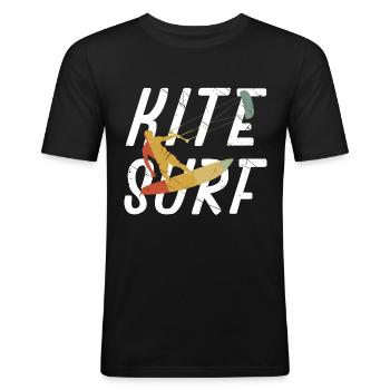 Kitesurfen - Männer Slim Fit T-Shirt - Schwarz - Vorne - Nik (191cm)
