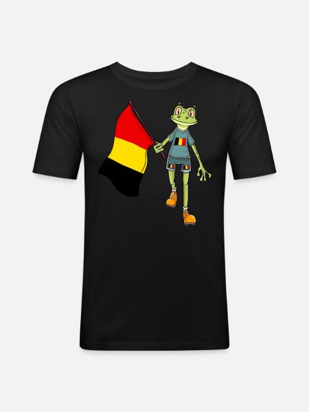 Belgian Fan Frog - Men's Slim Fit T-Shirt - black