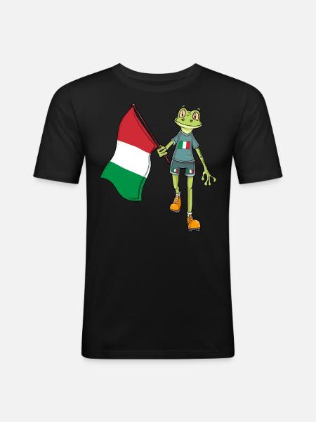 Italy Fan Frog - Men's Slim Fit T-Shirt - black