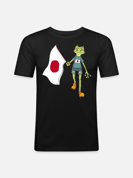 Japan Fan Frog - Men's Slim Fit T-Shirt - black