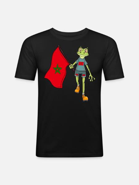 Morocco Fan Frog - Men's Slim Fit T-Shirt - black