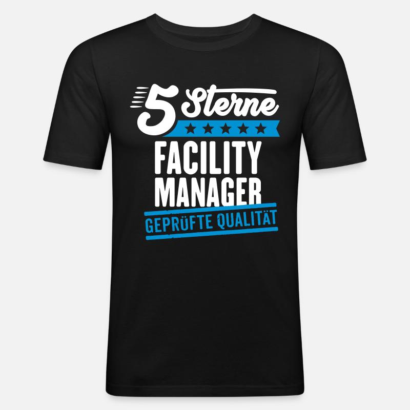 5Sterne Facility Manager - Männer Slim Fit T-Shirt - Schwarz