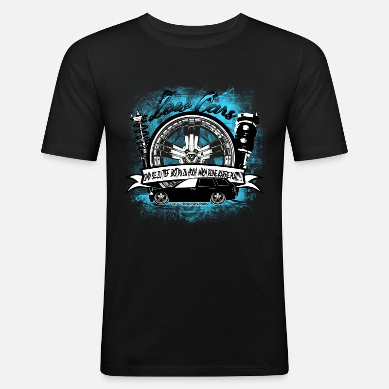 Tuning Low - Männer Slim Fit T-Shirt - Schwarz