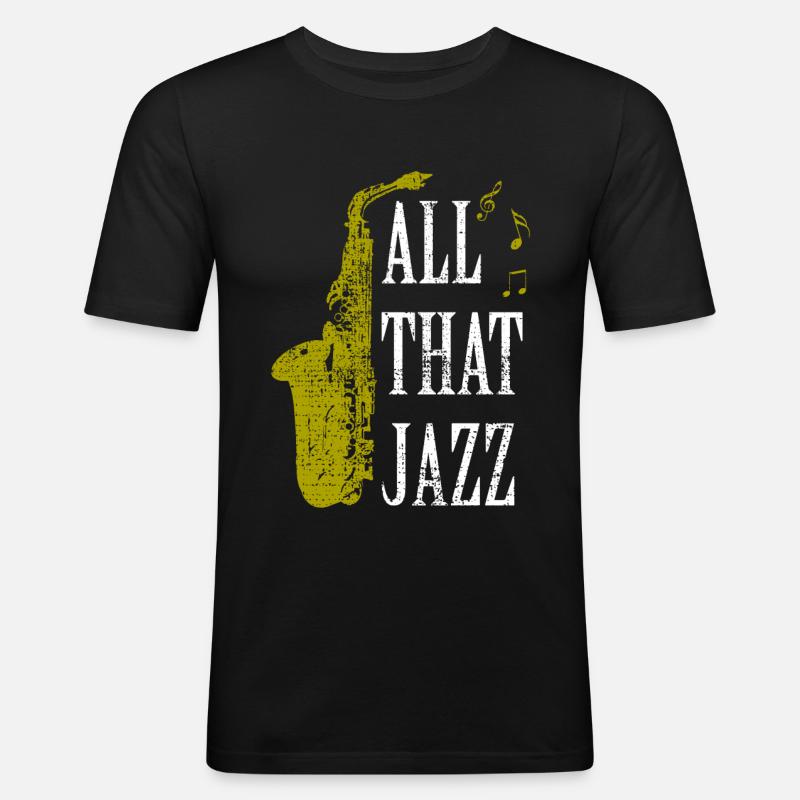 Saxophon Sax - Männer Slim Fit T-Shirt - Schwarz