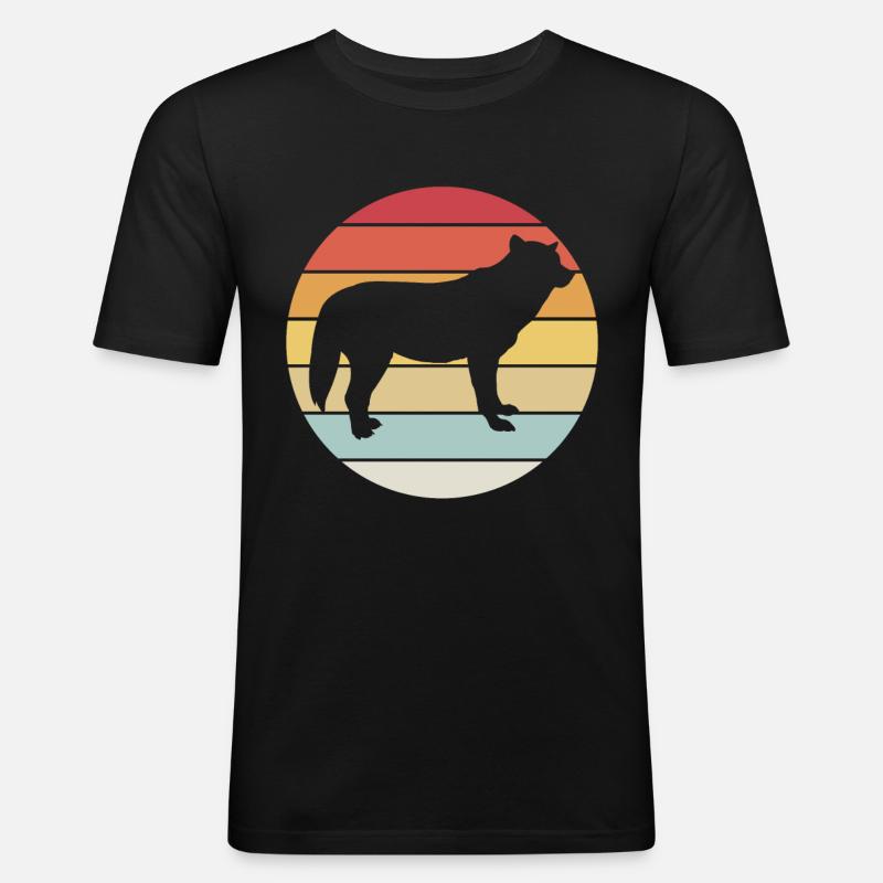 Wolf - Männer Slim Fit T-Shirt - Schwarz