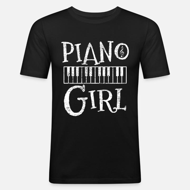 Klavier - Männer Slim Fit T-Shirt - Schwarz