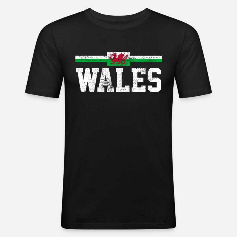 Wales - Männer Slim Fit T-Shirt - Schwarz