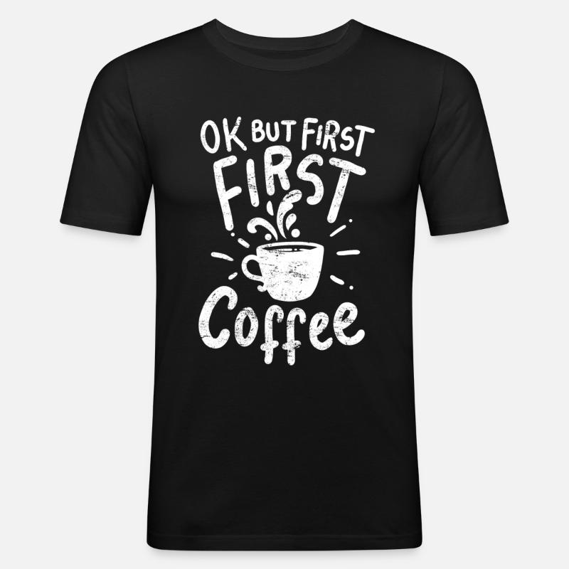 Kaffee Kaffee Kaffee - Männer Slim Fit T-Shirt - Schwarz
