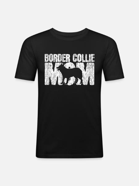 Maman Border Collie - T-shirt près du corps Homme - noir