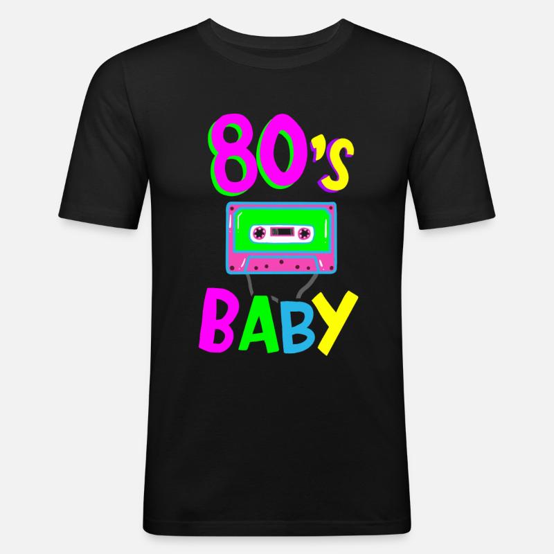 80er Jahre - Männer Slim Fit T-Shirt - Schwarz