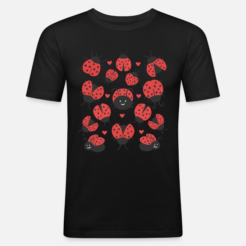 Marienkäfer - Männer Slim Fit T-Shirt - Schwarz