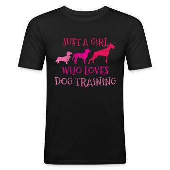 Hundetrainer - Männer Slim Fit T-Shirt - Schwarz - Vorne - Nik (191cm)