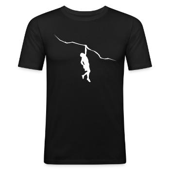 Bouldern Klettern - Männer Slim Fit T-Shirt - Schwarz - Vorne - Nik (191cm)