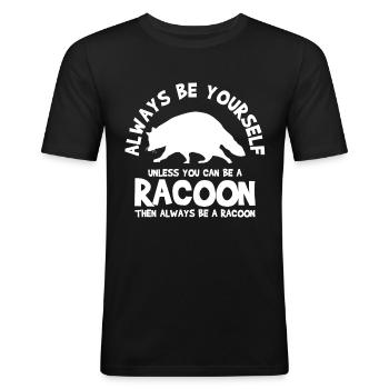 Raccoon Inspirational - Men's Slim Fit T-Shirt - black - Front - Nik (191cm)