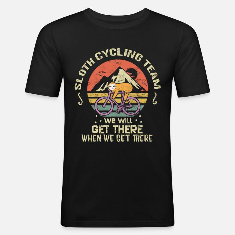 Sloth Biking - Men's Slim Fit T-Shirt - black