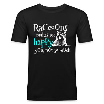 racoon - Men's Slim Fit T-Shirt - black - Front - Nik (191cm)