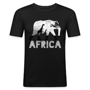 Afrique - T-shirt près du corps Homme - noir - Devant - Nik (191cm)