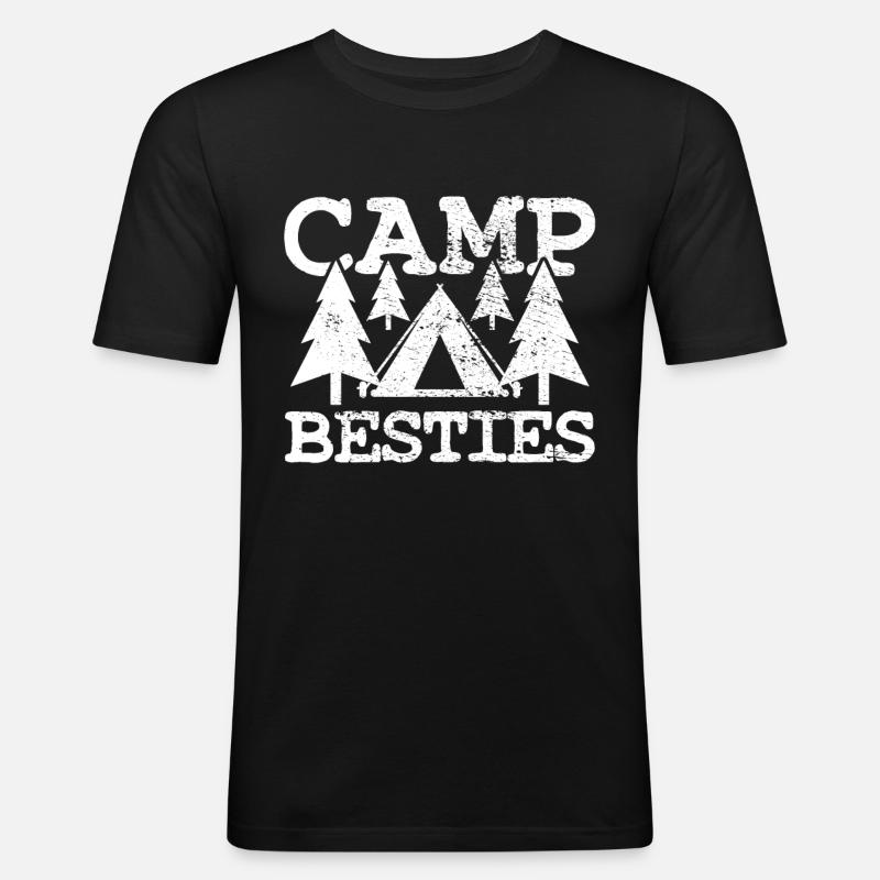 Camping - Männer Slim Fit T-Shirt - Schwarz