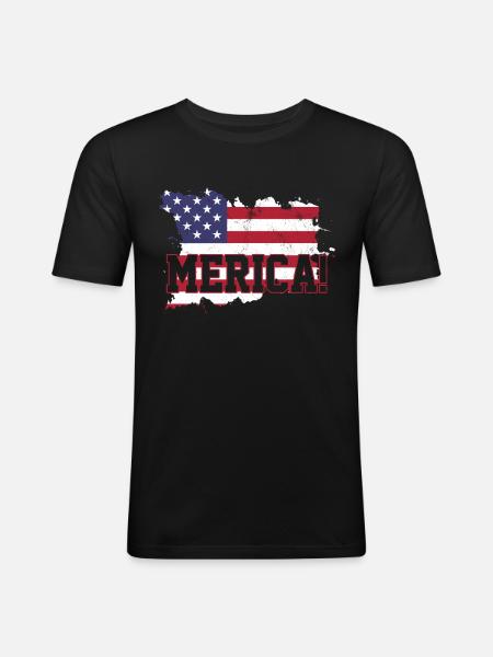 America USA - Men's Slim Fit T-Shirt - black
