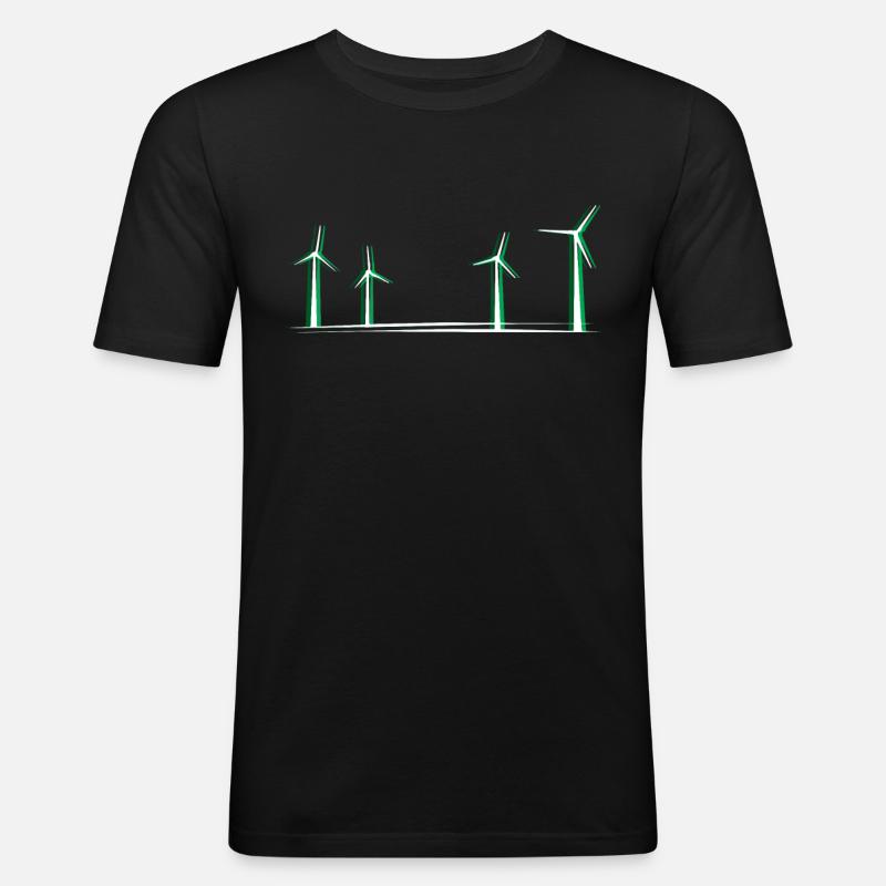 Windmühle - Männer Slim Fit T-Shirt - Schwarz