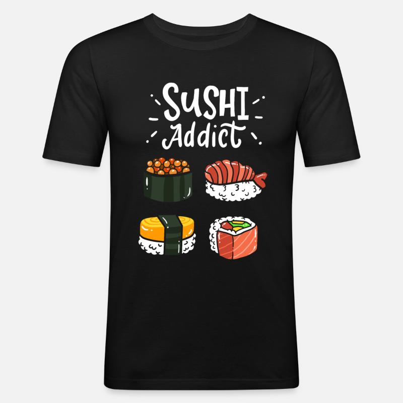 Sushi - Männer Slim Fit T-Shirt - Schwarz