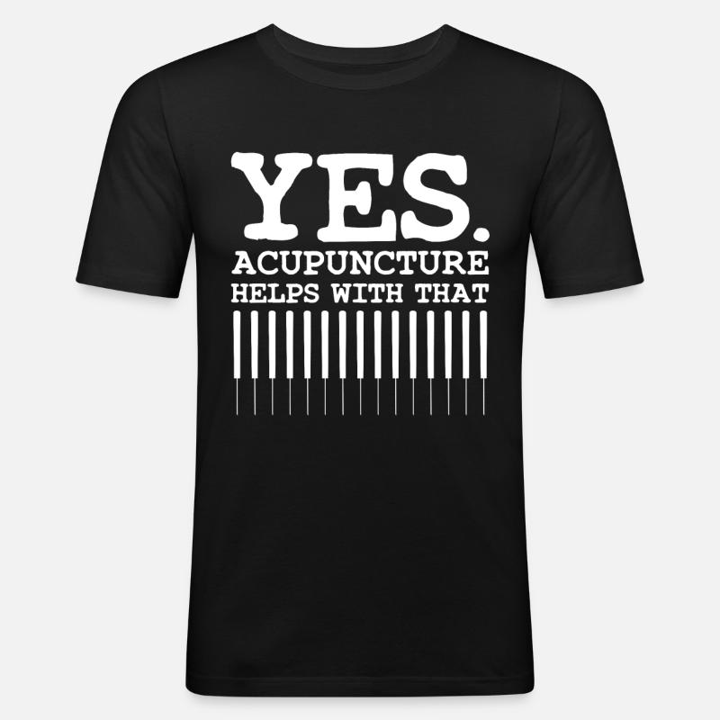 Akupunktur - Männer Slim Fit T-Shirt - Schwarz