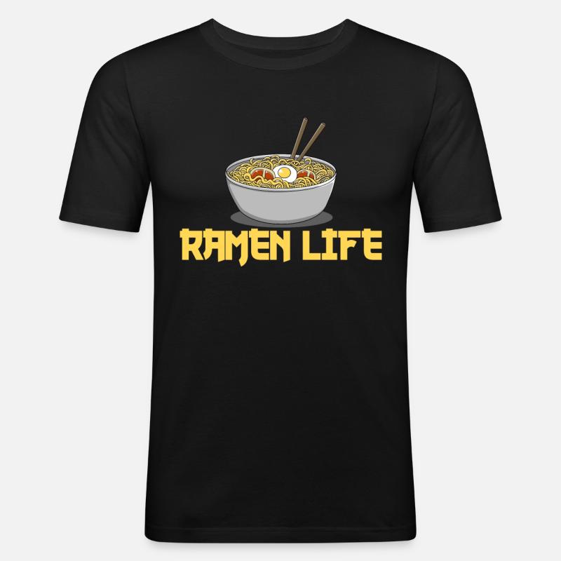 ramen - Männer Slim Fit T-Shirt - Schwarz