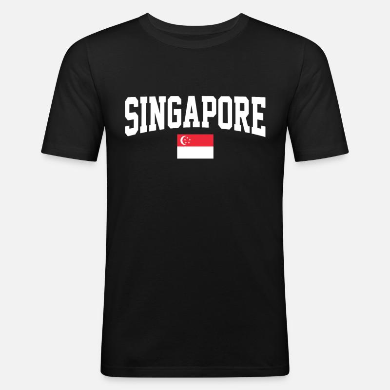 Singapur - Männer Slim Fit T-Shirt - Schwarz