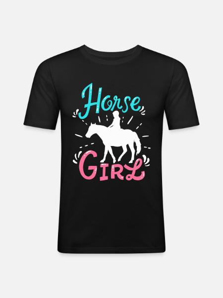 Fille de cheval - T-shirt près du corps Homme - noir