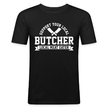 boucher - T-shirt près du corps Homme - noir - Devant - Nik (191cm)