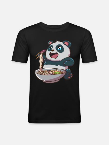 Ramen Panda Bear - Men's Slim Fit T-Shirt - black
