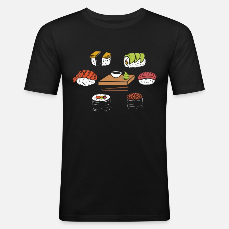 Sushi - Männer Slim Fit T-Shirt - Schwarz