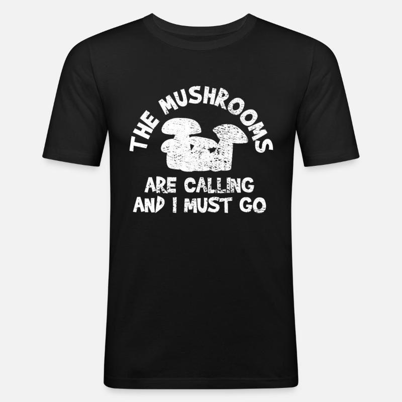 Pilze - Männer Slim Fit T-Shirt - Schwarz
