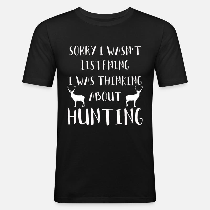 Hirschjagd Jagd Jagd - Männer Slim Fit T-Shirt - Schwarz