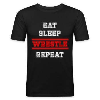 Wrestling wrestlers - Herre Slim Fit T-Shirt - sort - Foran - Nik (191cm)