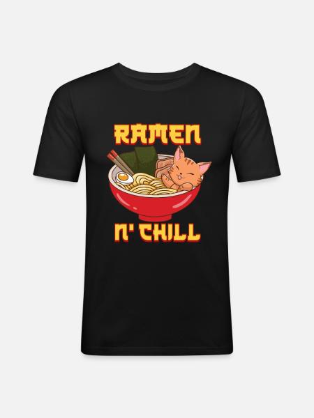 Ramen cat anime - Men's Slim Fit T-Shirt - black