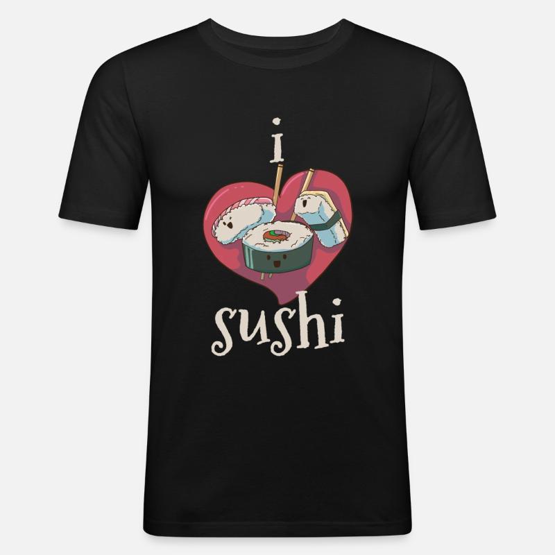 Sushi - Männer Slim Fit T-Shirt - Schwarz