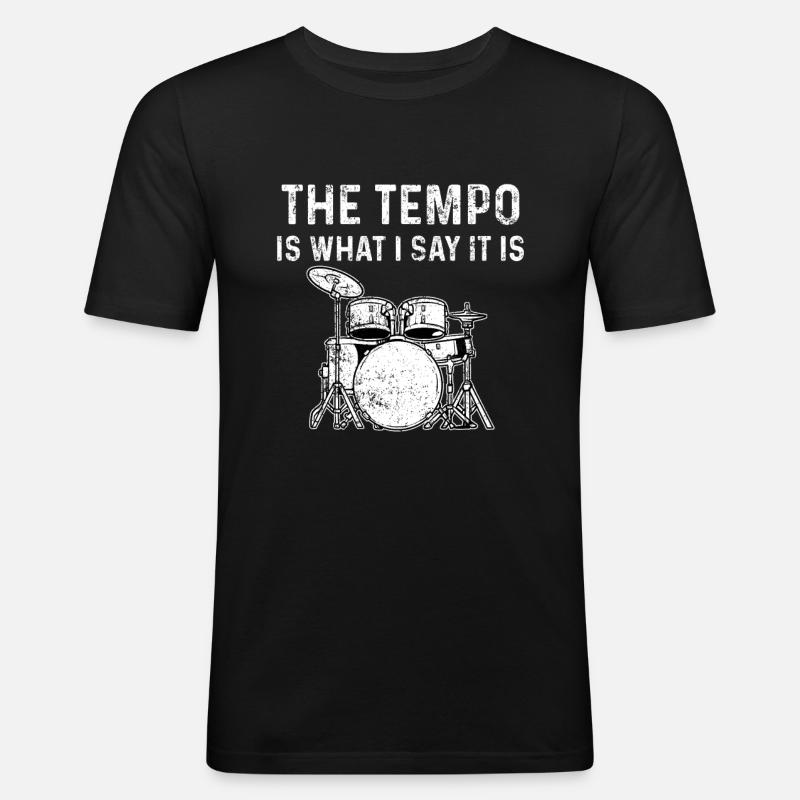 Schlagzeuger Drumset - Männer Slim Fit T-Shirt - Schwarz