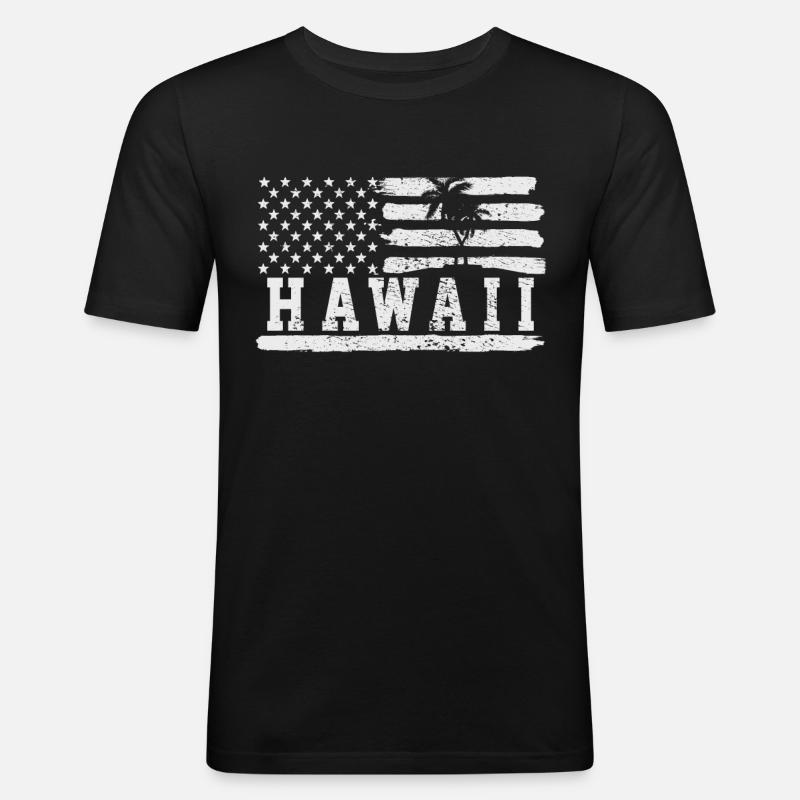Hawaii - Männer Slim Fit T-Shirt - Schwarz