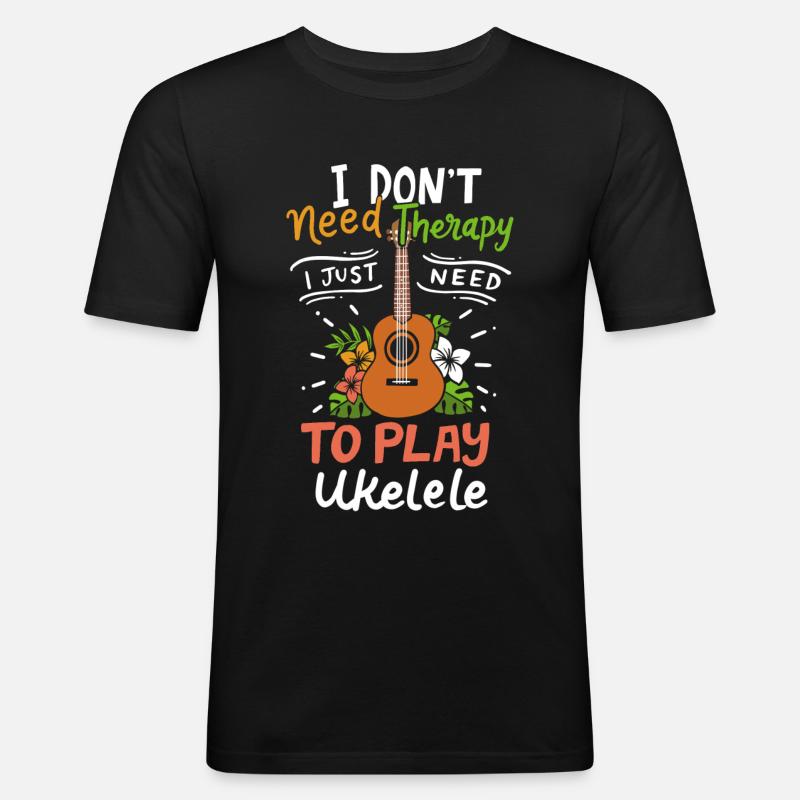 Ukulele - Männer Slim Fit T-Shirt - Schwarz